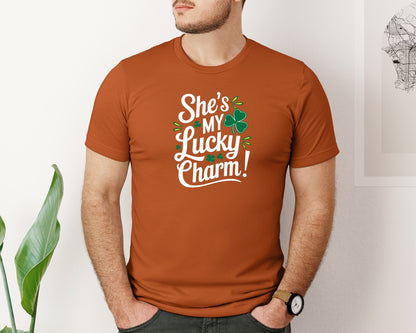 brand:Bella Canvas|color:Autumn|Shes My Lucky Charm St Patricks Day 2 Graphic T-Shirt