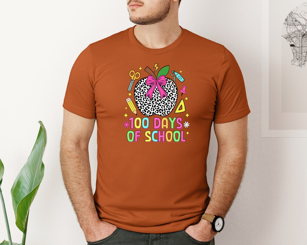 brand:Bella Canvas|color:Autumn|Coquette 100 Days Of School Graphic T-Shirt