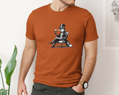 brand:Bella Canvas|color:Autumn|Fox Drink Wine Retro Vintage Shirt Graphic T-Shirt