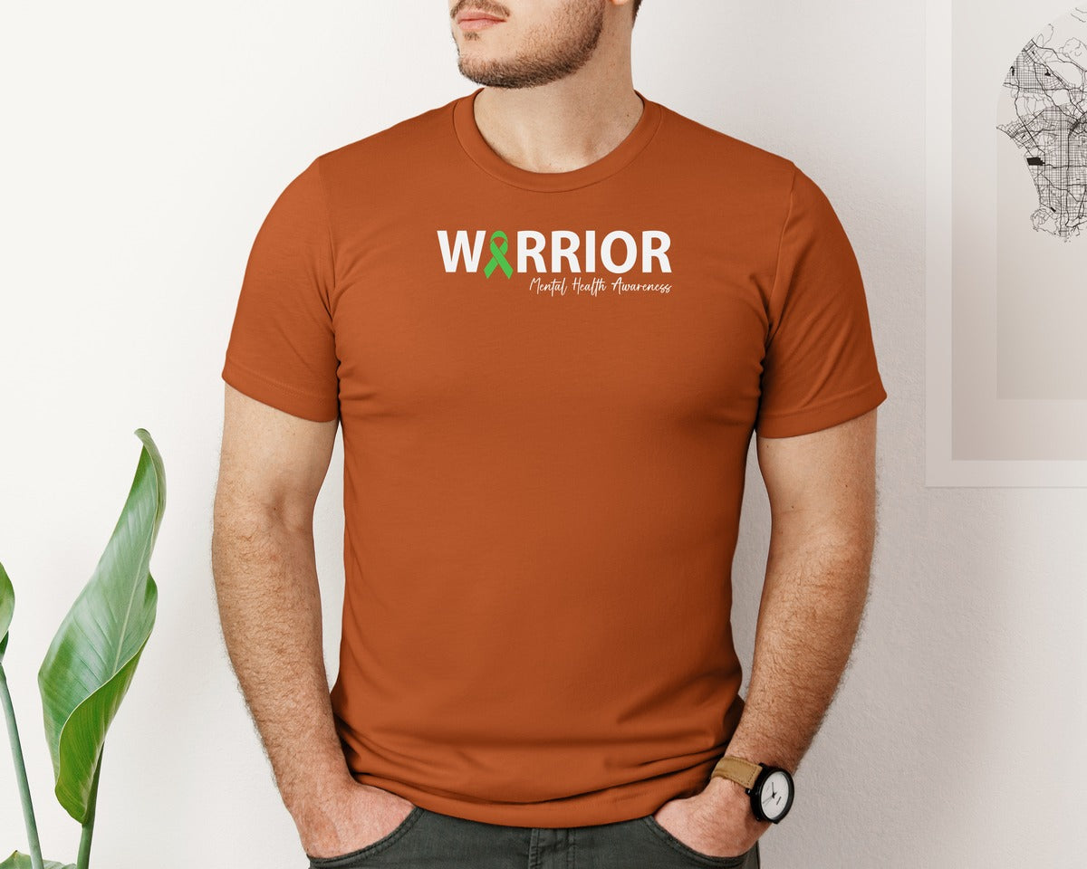 brand:Bella Canvas|color:Autumn|Mental Health Awareness Green Ribbon T S 2 Graphic T-Shirt