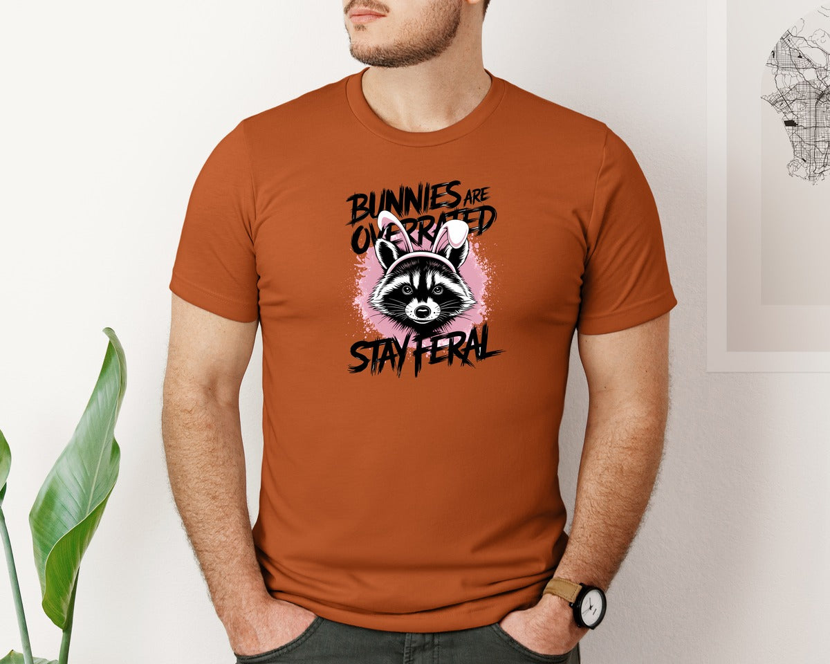 brand:Bella Canvas|color:Autumn|Bunnies Are Overrated Stay Feral 2 Graphic T-Shirt