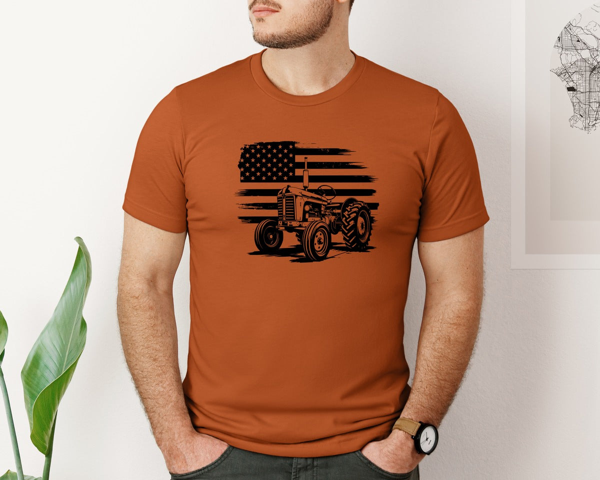 brand:Bella Canvas|color:Autumn|Tractor Flag Vector T Shirt Design Graphic T-Shirt