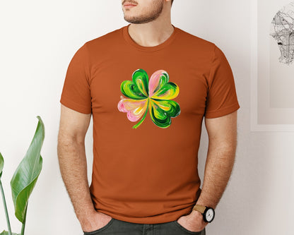 brand:Bella Canvas|color:Autumn|Brushstroke Shamrock Graphic T-Shirt