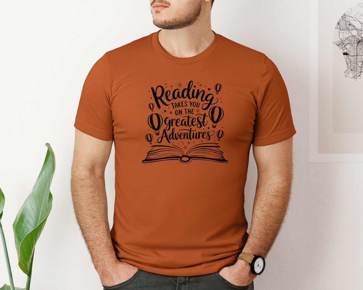 brand:Bella Canvas|color:Autumn|Reading Takes You On The Greatest Advent 4 Graphic T-Shirt