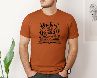 brand:Bella Canvas|color:Autumn|Reading Takes You On The Greatest Advent 4 Graphic T-Shirt