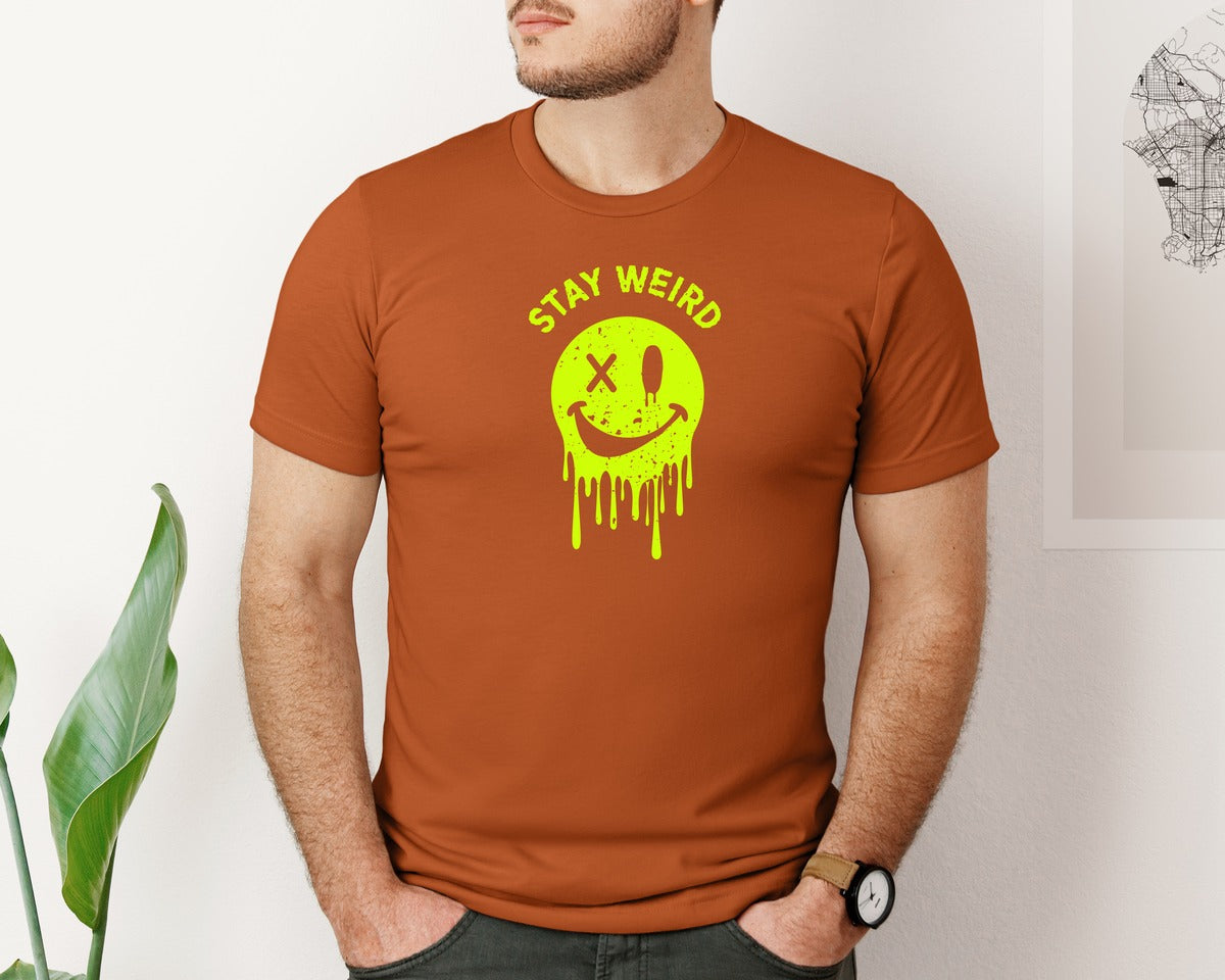 brand:Bella Canvas|color:Autumn|Stay Weird Be Yourself Rebellious Spirit Graphic T-Shirt