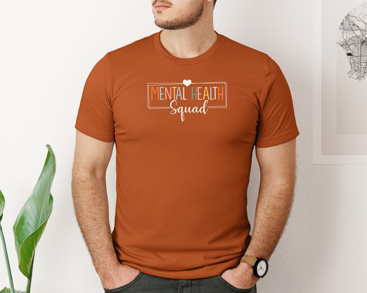 brand:Bella Canvas|color:Autumn|Mental Health Squad Brain Illness Mental Graphic T-Shirt