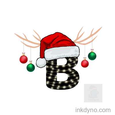 Christmas Reindeer Letter B With Lights And Ornaments — DTF Transfer