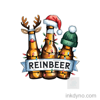 Festive Reinbeer Bottles With Holiday Cheer Design — DTF Transfer