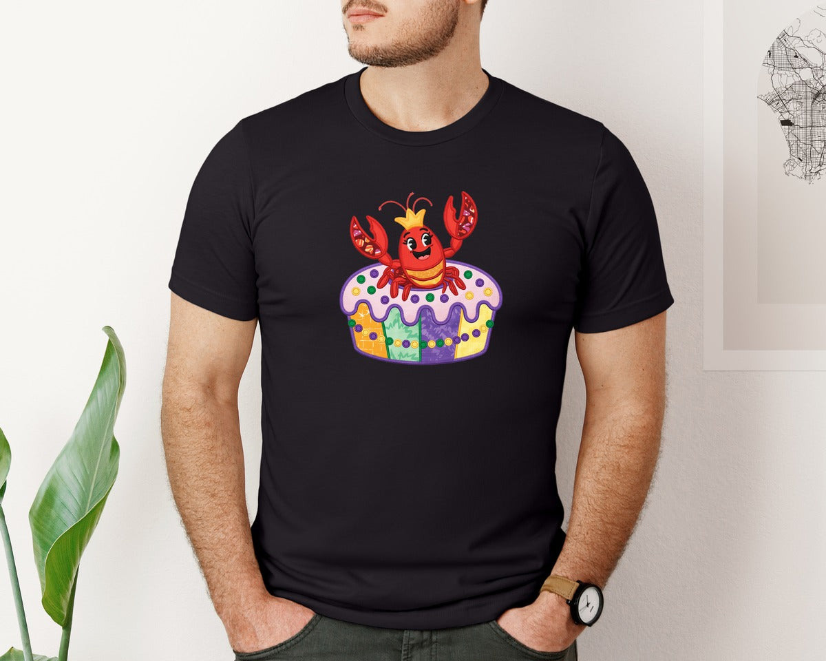 brand:Bella Canvas|color:Black|Mardi Gras Lobster King Cake 2 Graphic T-Shirt