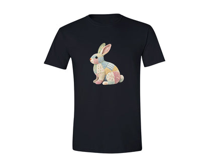 brand:Generic|color:Black|Easter Bunny Patchwork Floral 2 Graphic T-Shirt