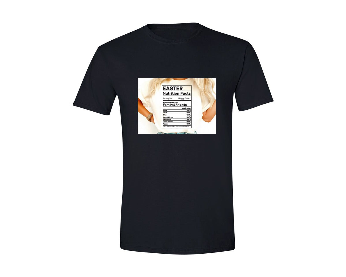 brand:Generic|color:Black|Easter Nutrition Facts Easter 2 Graphic T-Shirt