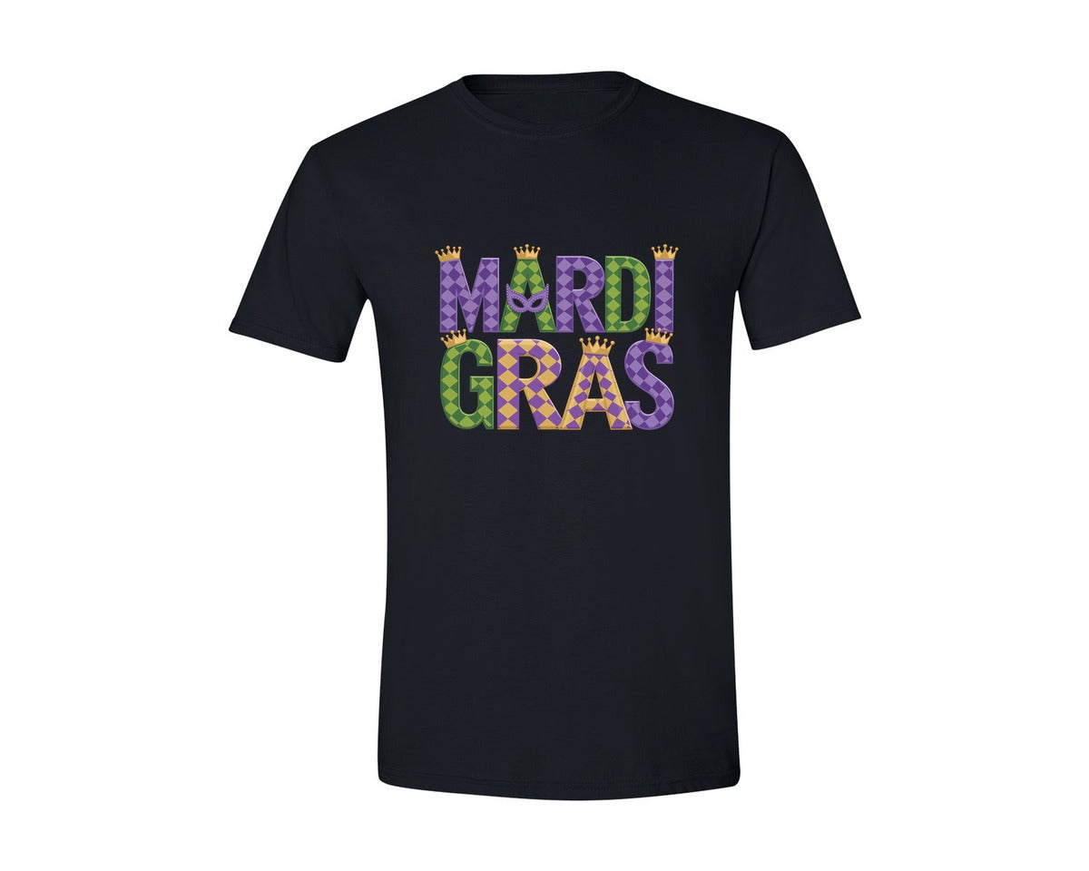 brand:Generic|color:Black|Mardi Gras Festive Des Graphic T-Shirt