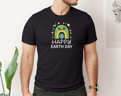 brand:Bella Canvas|color:Black|Happy Earth Day Rainbow 2 Graphic T-Shirt