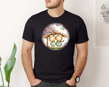 brand:Bella Canvas|color:Black|Couple Animals Round Tshirt 34 Graphic T-Shirt