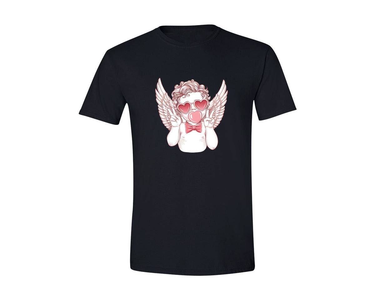 brand:Generic|color:Black|Funny Retro Cute Cupid Valentine Day Graphic T-Shirt