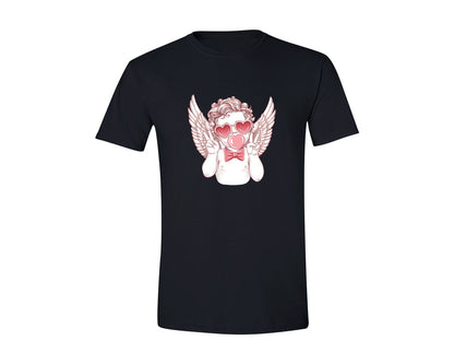 brand:Generic|color:Black|Funny Retro Cute Cupid Valentine Day Graphic T-Shirt