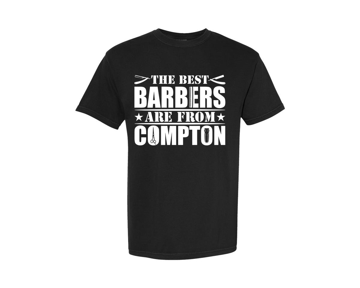 brand:Comfort Colors|color:Black|The Best Barber Are From Compton Tshirt Graphic T-Shirt