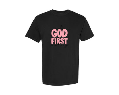 brand:Comfort Colors|color:Black|Put God First In All Things Graphic T-Shirt