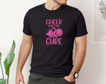 brand:Bella Canvas|color:Black|Cheerleader Breast Cancer Awareness Graphic T-Shirt