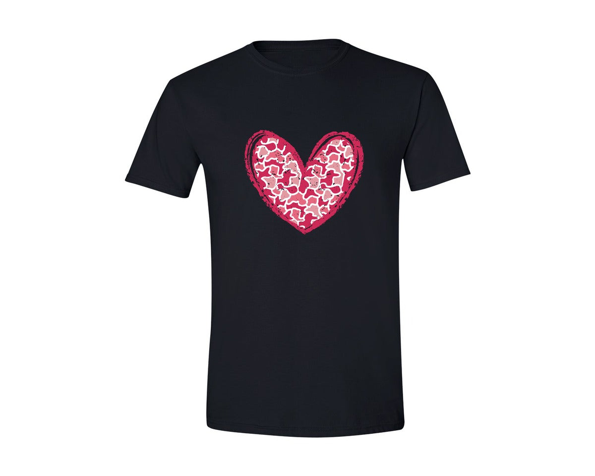 brand:Generic|color:Black|Camouflage Heart Valentines Day Graphic T-Shirt