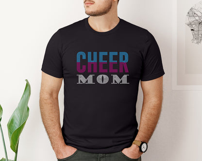 brand:Bella Canvas|color:Black|Cheer Mom Rhinestone Design 3 Graphic T-Shirt