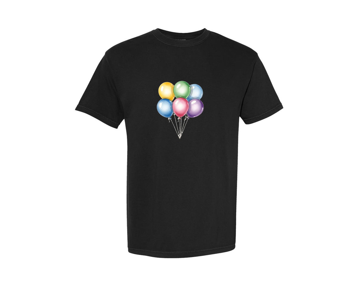 brand:Comfort Colors|color:Black|Colorful Balloon Watercolor Graphic T-Shirt