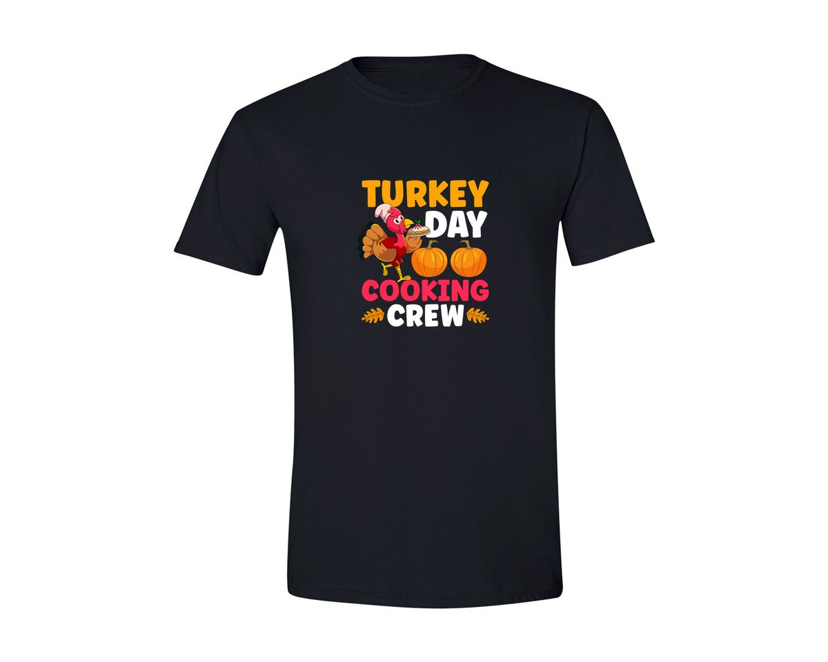 brand:Generic|color:Black|Turkey Day Cooking Crew Design Graphic T-Shirt