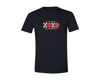 brand:Generic|color:Black|Xoxo Cute Valentine Day Dog Paw Graphic T-Shirt