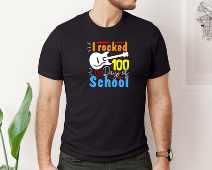 brand:Bella Canvas|color:Black|I Rocked 100 Days School Milestone Graphic T-Shirt