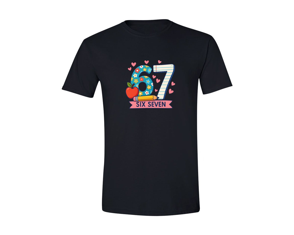 brand:Generic|color:Black|Cute Six Seven 67 School Graphic T-Shirt