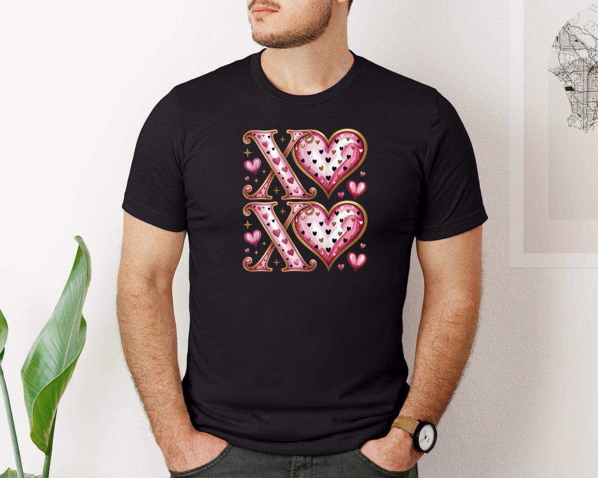 brand:Bella Canvas|color:Black|Valentines Day Xoxo Graphic T-Shirt