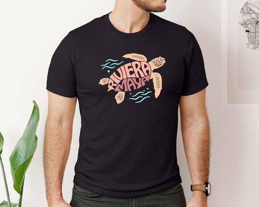 Riviera Maya Word Art Turtle Graphic T-Shirt