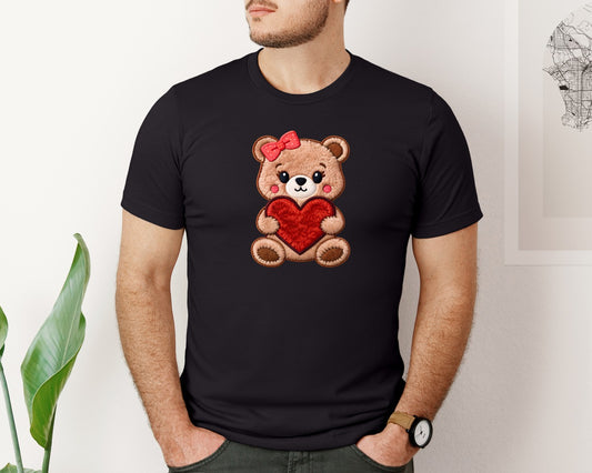 Faux Yarn Valentines Day Teddy Bear 14 Graphic T-Shirt