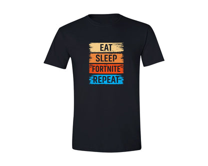 brand:Generic|color:Black|Eat Sleep Fortnite Repeat 5 Graphic T-Shirt
