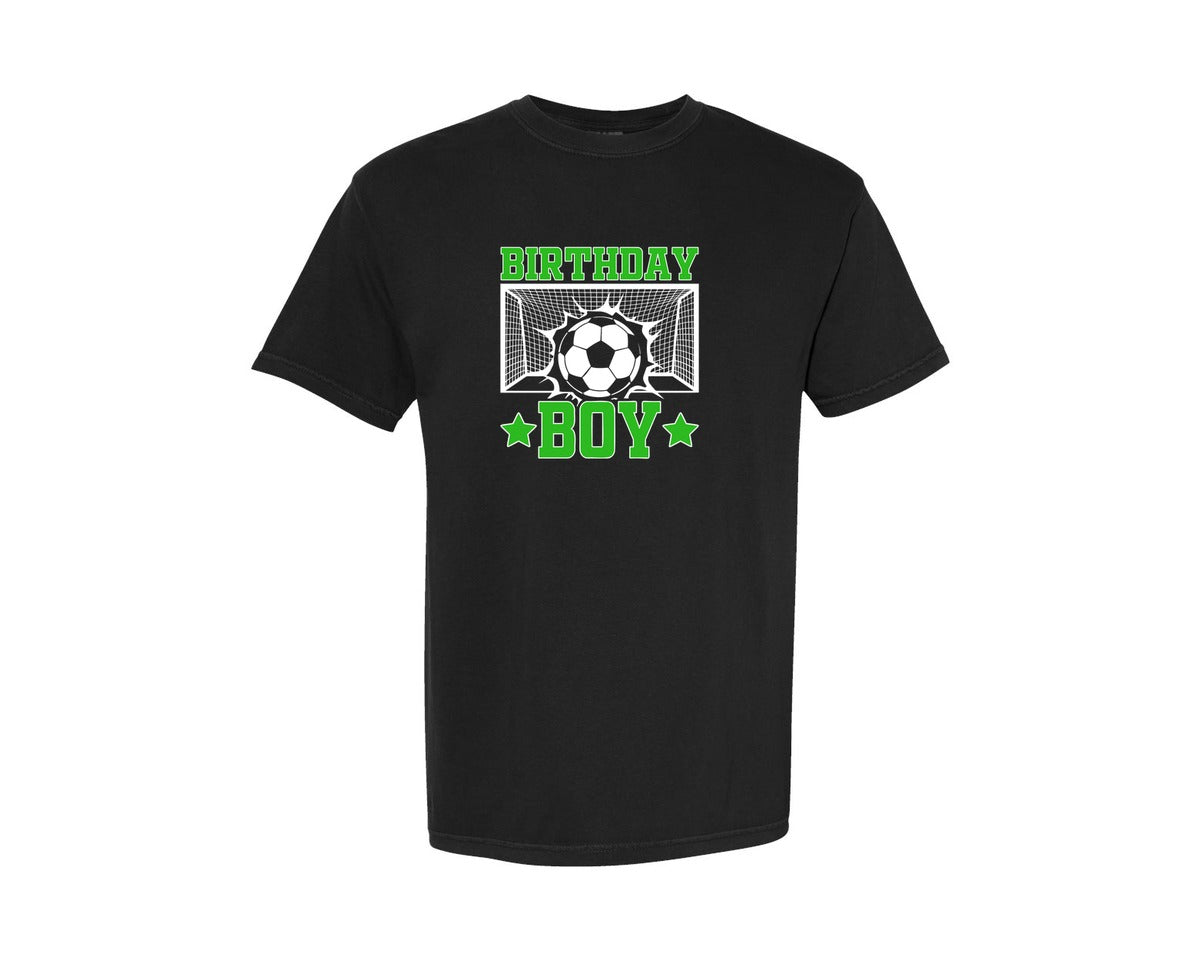 brand:Comfort Colors|color:Black|Birthday Boy Soccer T Shirt 2 Graphic T-Shirt