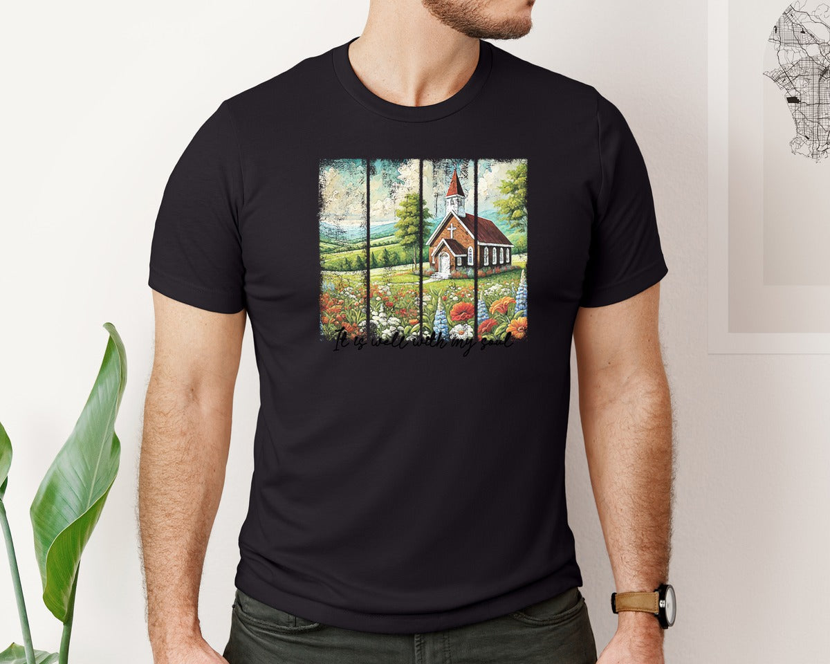 brand:Bella Canvas|color:Black|Christian Bible Flowers Western Graphic T-Shirt