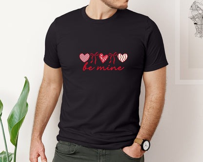 brand:Bella Canvas|color:Black|Be Mine Valentine Leopard Heart Graphic T-Shirt