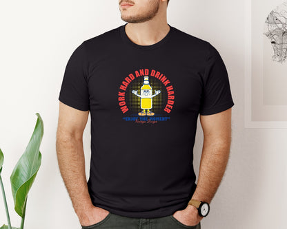 brand:Bella Canvas|color:Black|Retro Cartoon Glass Bottle Of Beer Graphic T-Shirt