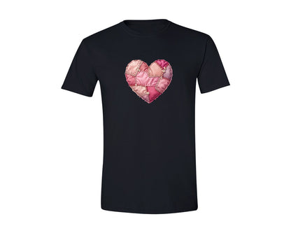 brand:Generic|color:Black|Valentine Patchwork Heart 2 Graphic T-Shirt