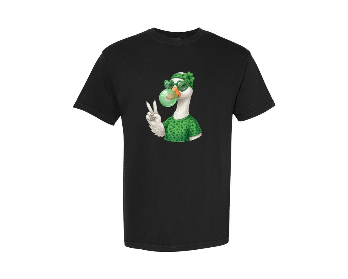 brand:Comfort Colors|color:Black|Cute Goose Bubble Gum St Patricks Graphic T-Shirt