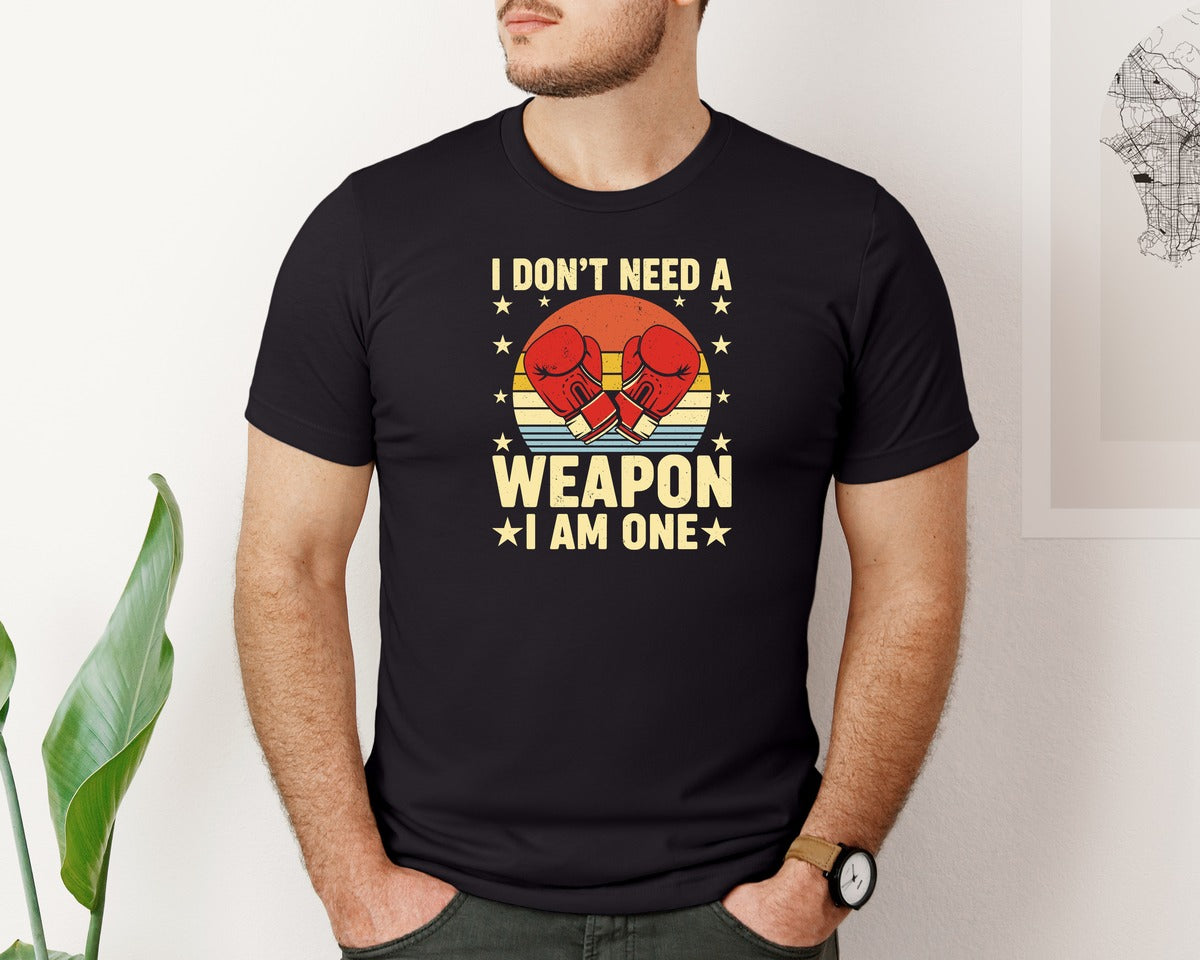 brand:Bella Canvas|color:Black|I Am A Weapon Boxer T Shirt Graphic T-Shirt