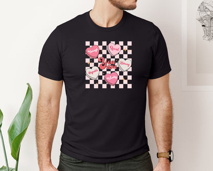 brand:Bella Canvas|color:Black|Retro Valentine You Are Enough 6 Graphic T-Shirt