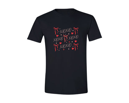 brand:Generic|color:Black|Valentine Xoxo Coquette Bow 12 Graphic T-Shirt