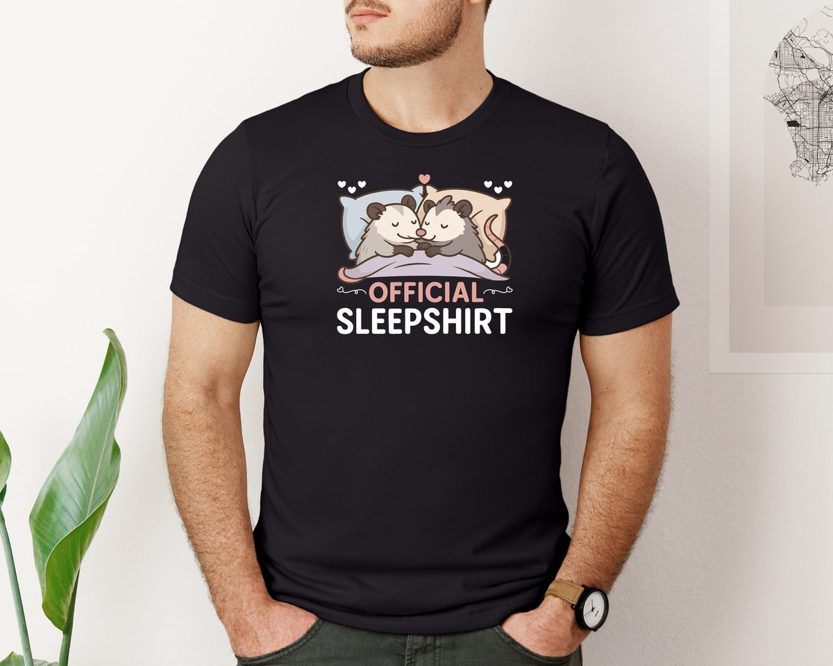 brand:Bella Canvas|color:Black|Cute Opossum Official Sleep T Shirt Graphic T-Shirt