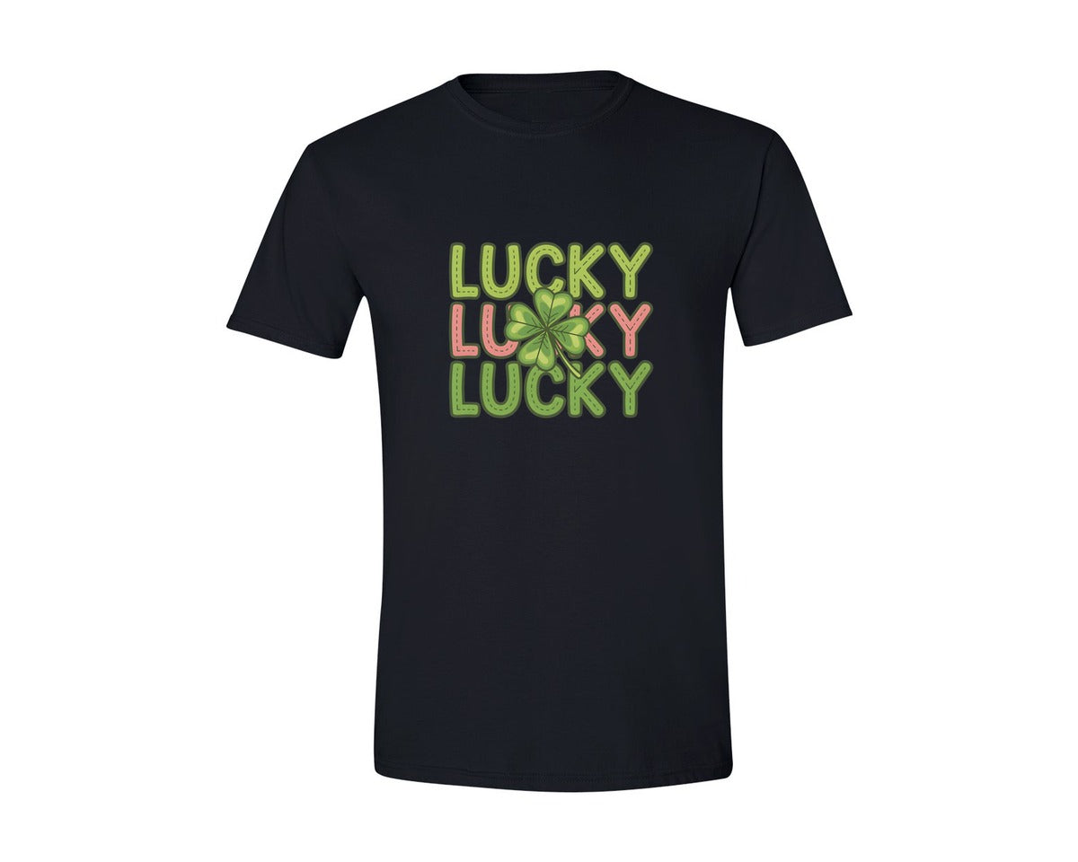 brand:Generic|color:Black|Lucky Lucky Lucky St Patricks Day 3 Graphic T-Shirt