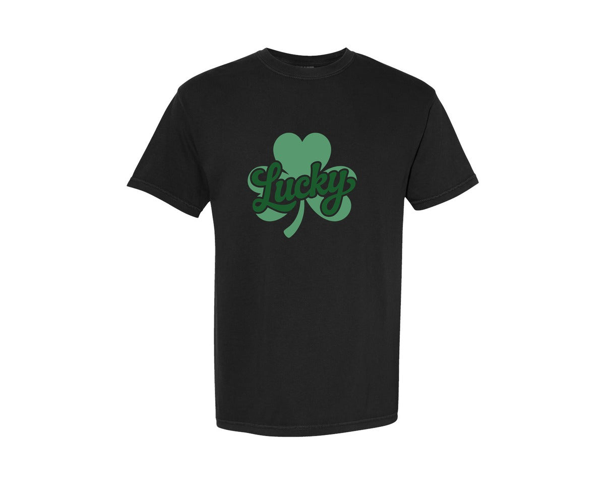 brand:Comfort Colors|color:Black|Lucky Clover St Patricks Day Graphic T-Shirt