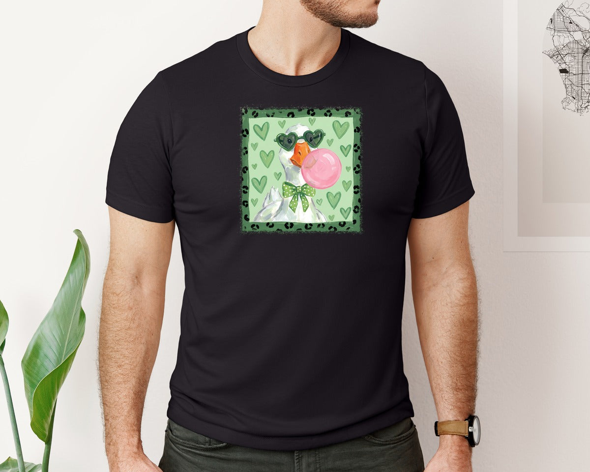 brand:Bella Canvas|color:Black|Cute St Patricks Day Goose 3 Graphic T-Shirt