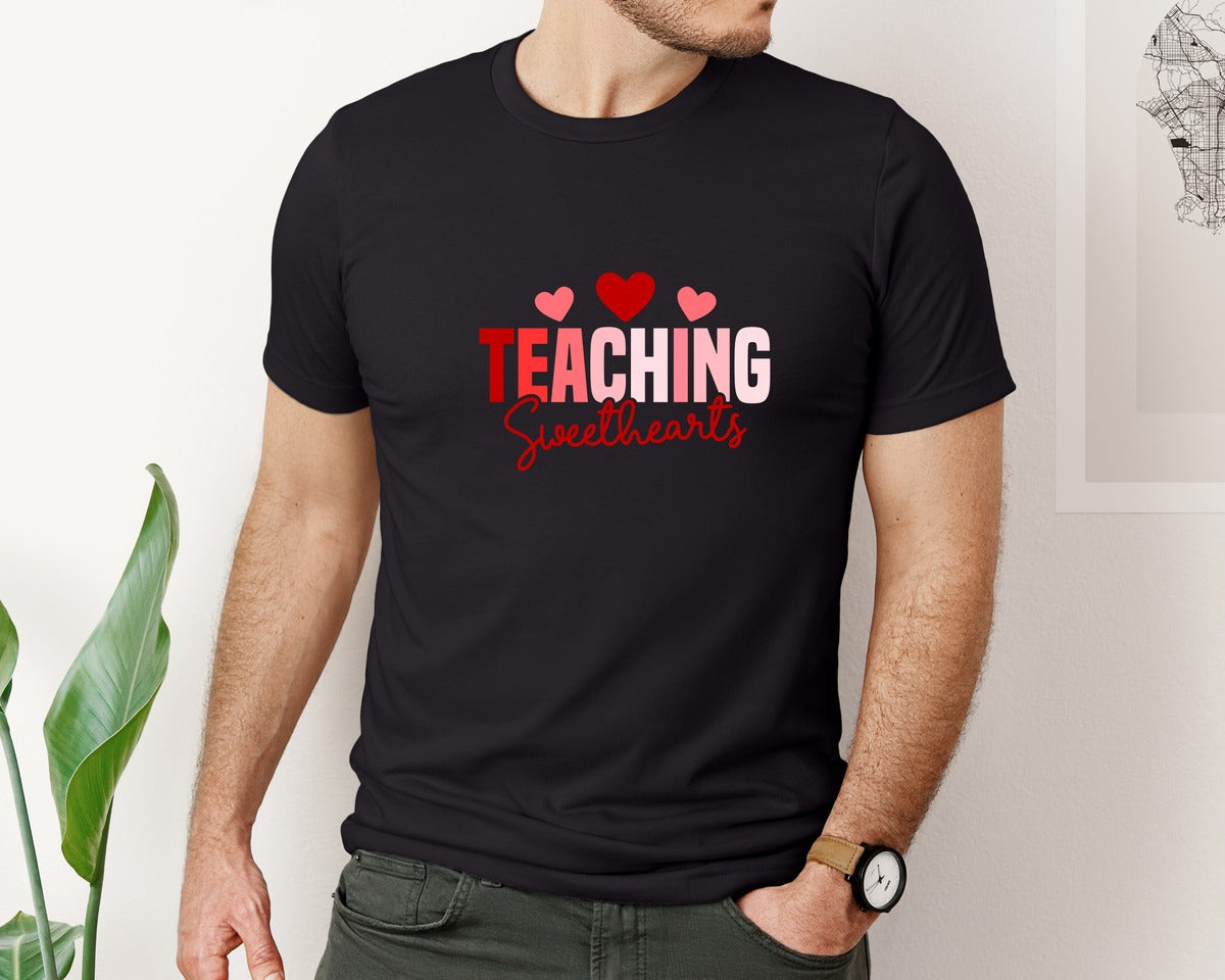 brand:Bella Canvas|color:Black|Teaching Sweethearts Teacher 4 Graphic T-Shirt