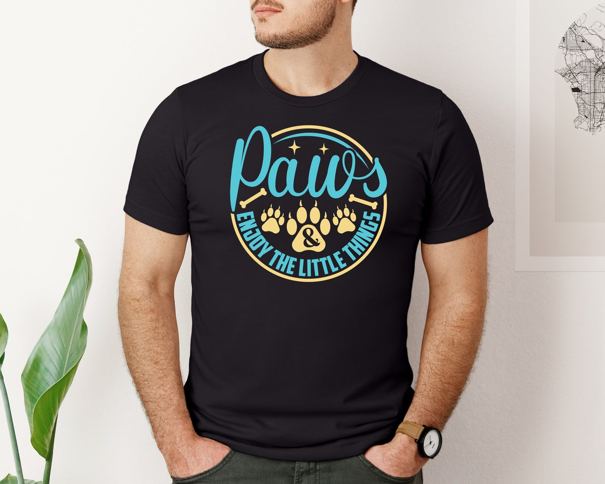 brand:Bella Canvas|color:Black|Paws Enjoy The Little Things Design 6 Graphic T-Shirt